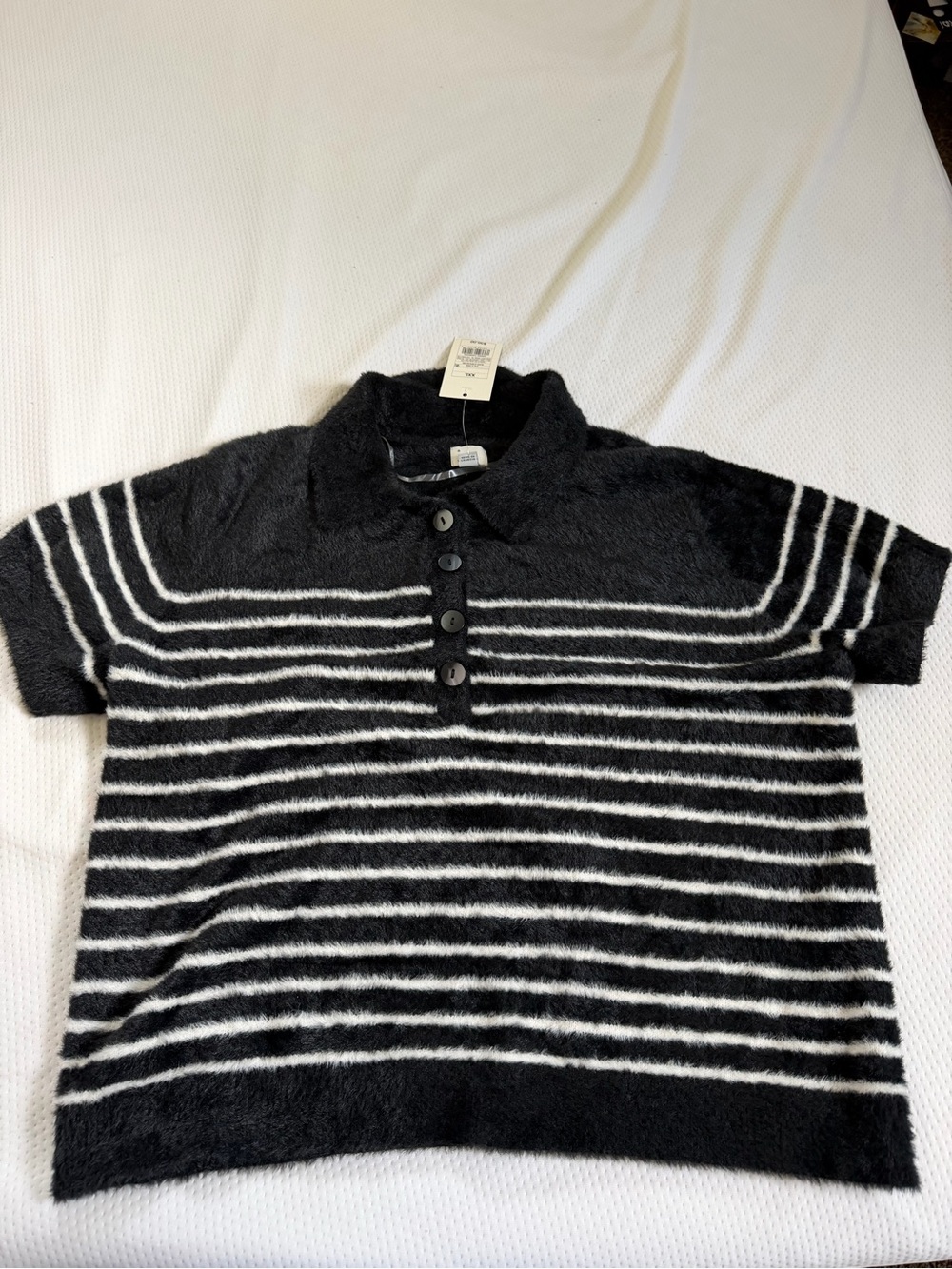 a new day Black and White Striped Short-Sleeve Top